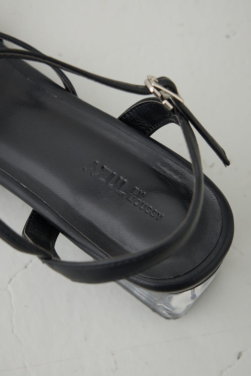 クリアヒールナローストラップサンダル BLK S