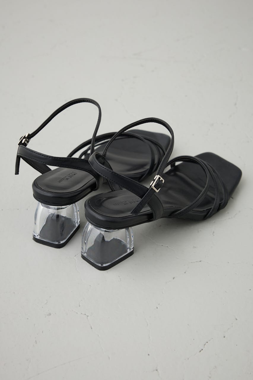クリアヒールナローストラップサンダル BLK S