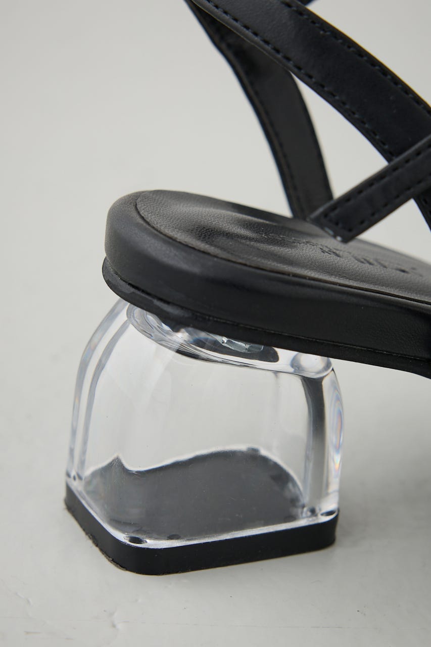 クリアヒールナローストラップサンダル BLK S