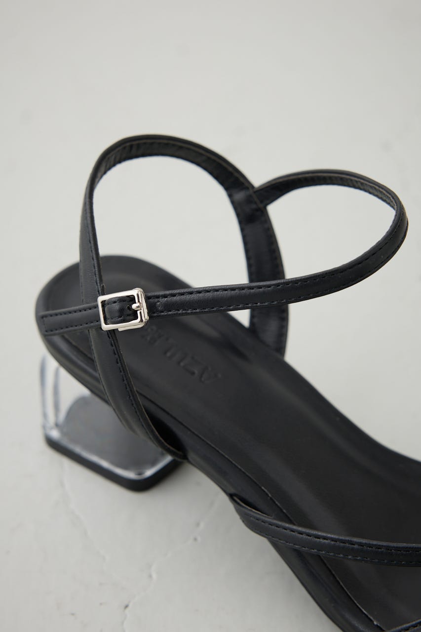 クリアヒールナローストラップサンダル BLK S