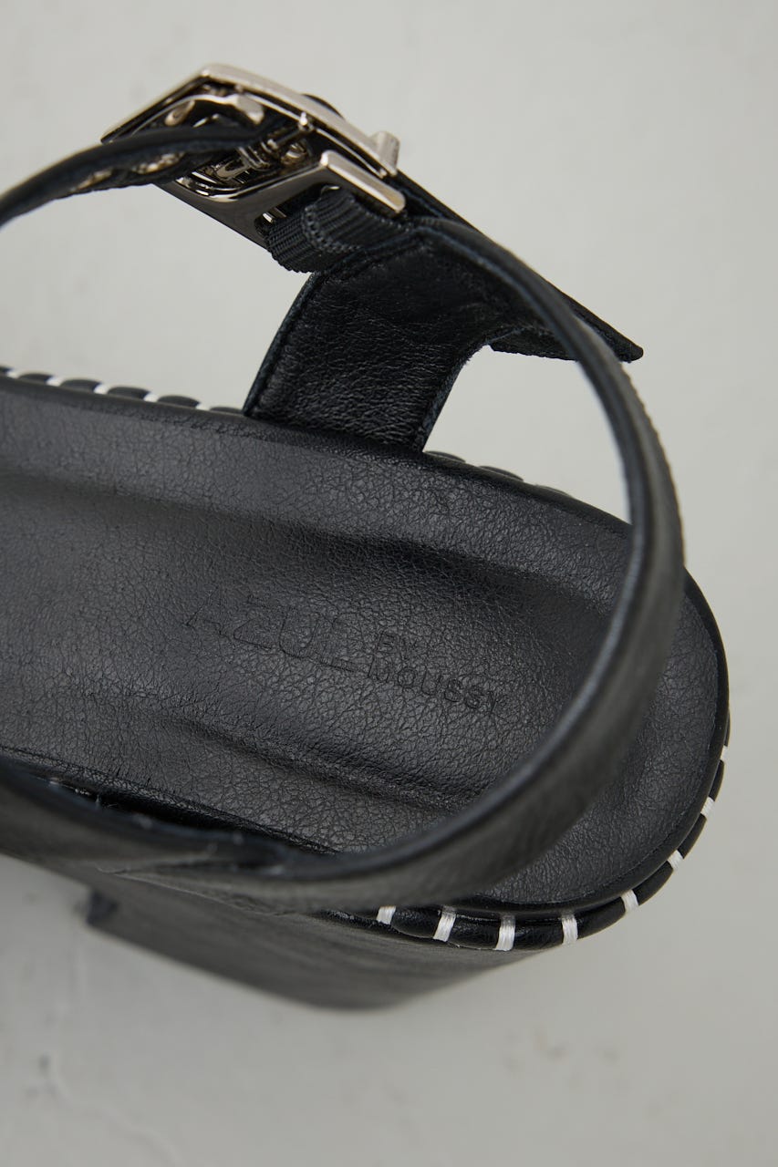 ステッチデザインプラットフォームサンダル BLK S