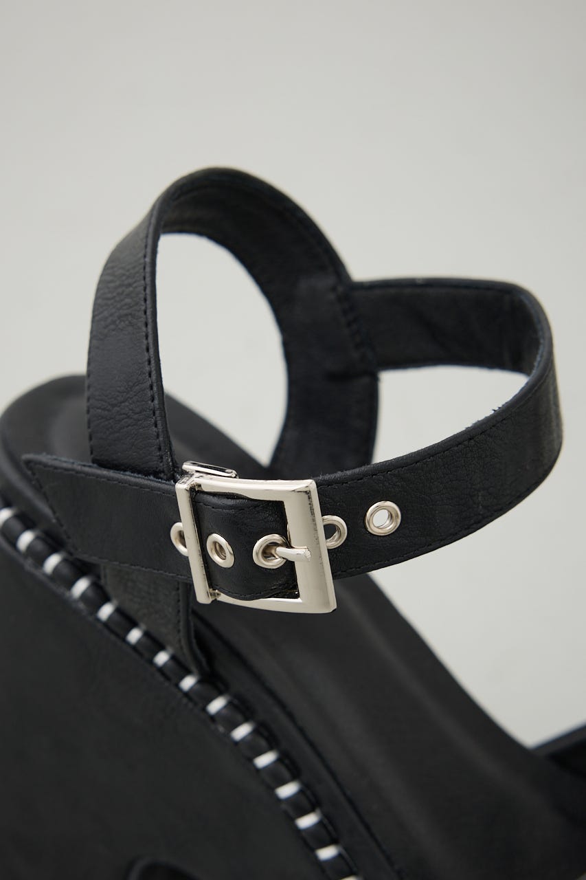 ステッチデザインプラットフォームサンダル BLK S