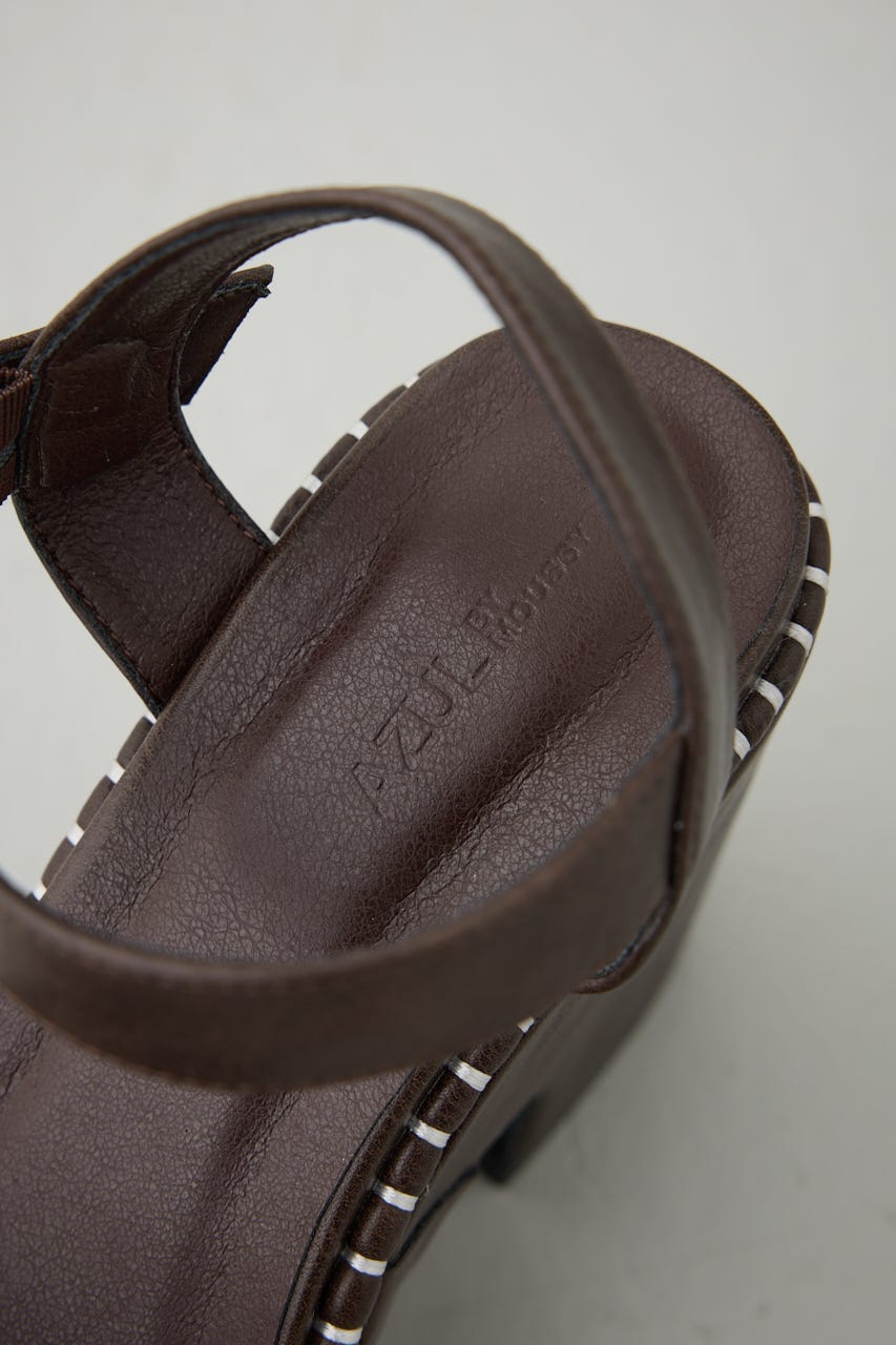 ステッチデザインプラットフォームサンダル BRN S