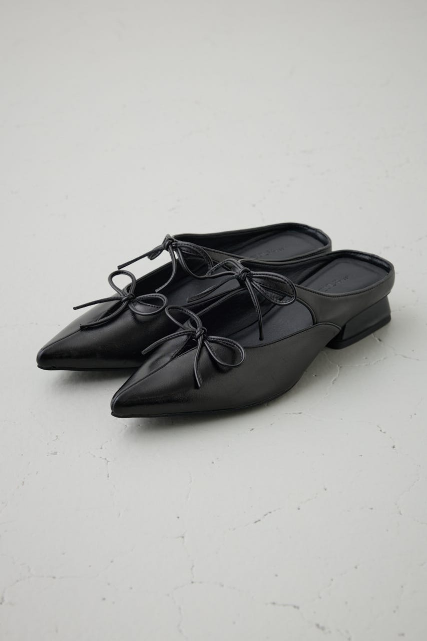 リボンベルトポインテッドパンプス BLK S