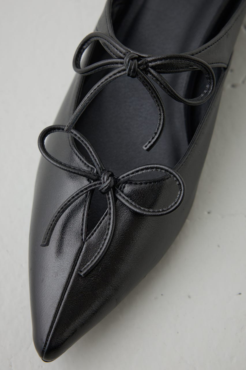 リボンベルトポインテッドパンプス BLK S