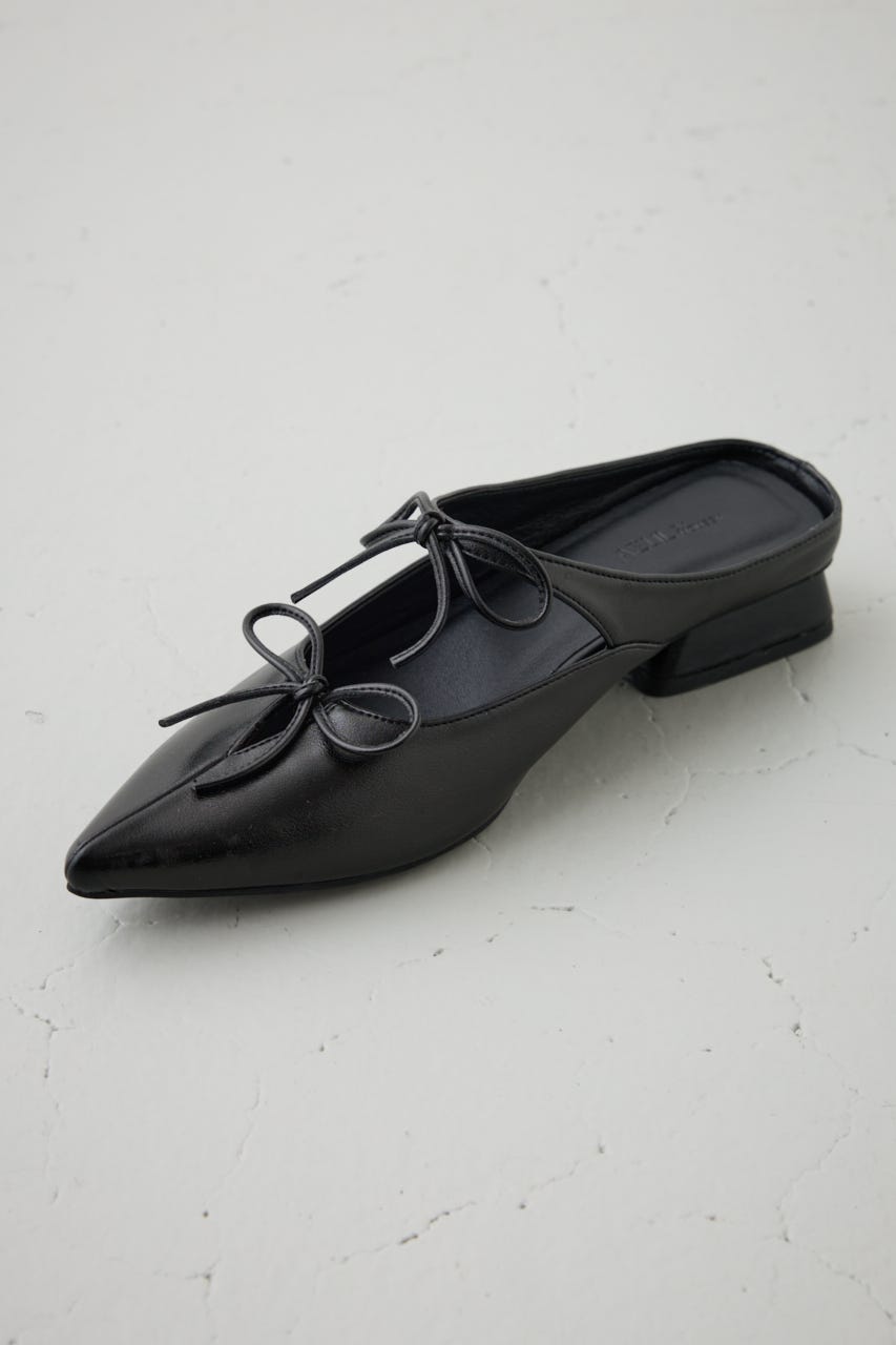 リボンベルトポインテッドパンプス BLK S