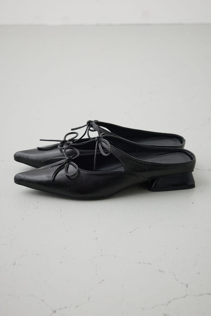 リボンベルトポインテッドパンプス BLK S