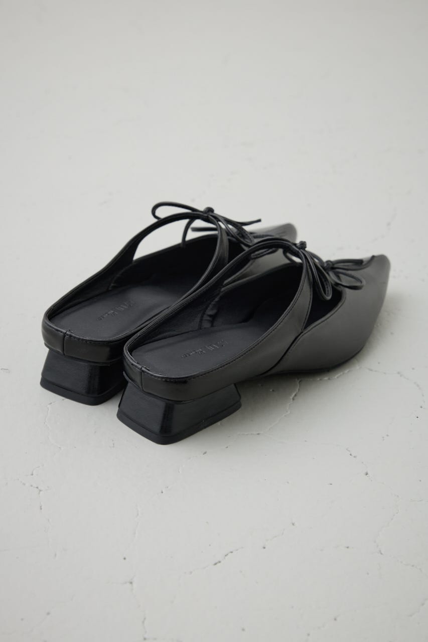 リボンベルトポインテッドパンプス BLK S