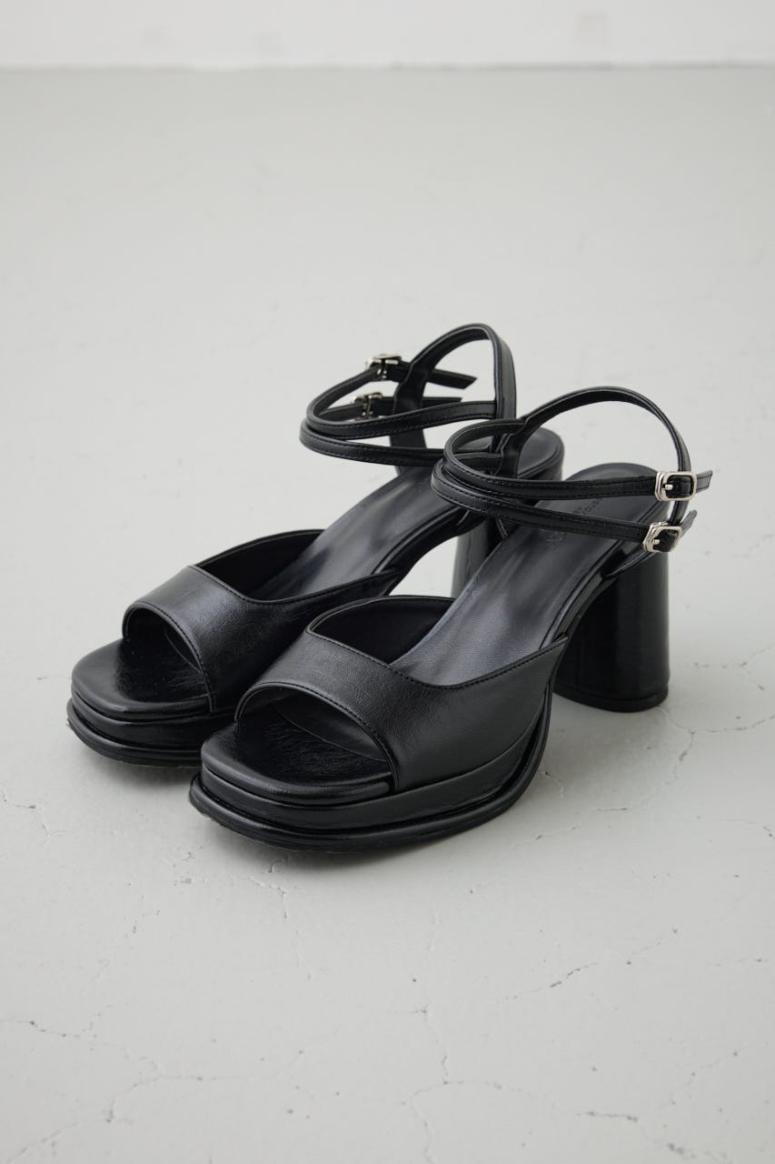 スクエアカットプラットフォームサンダル BLK S