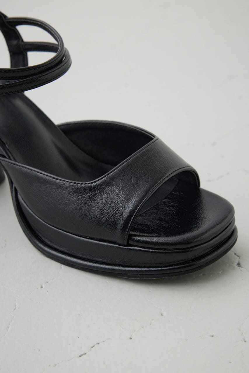 スクエアカットプラットフォームサンダル BLK S