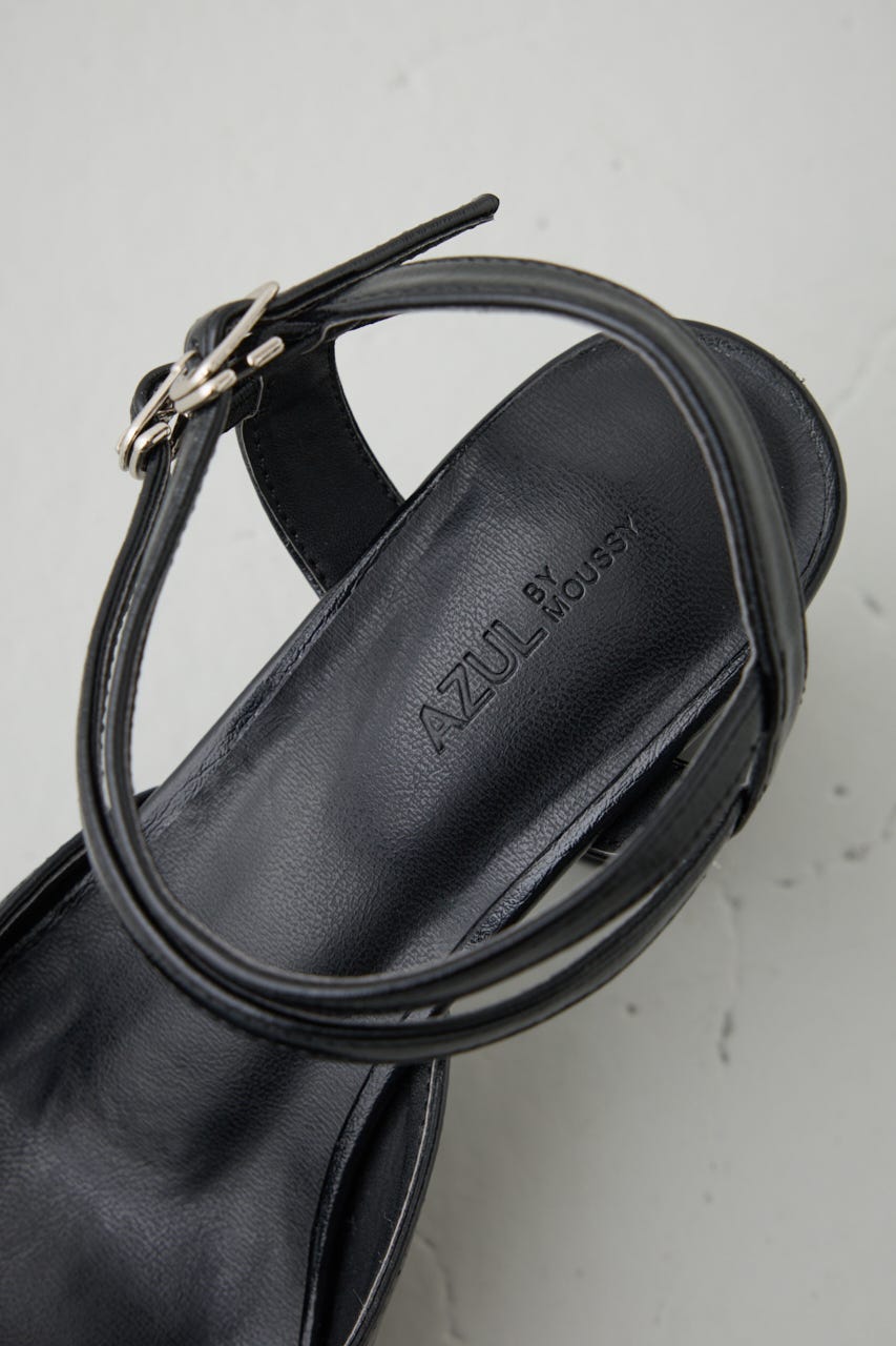 スクエアカットプラットフォームサンダル BLK S