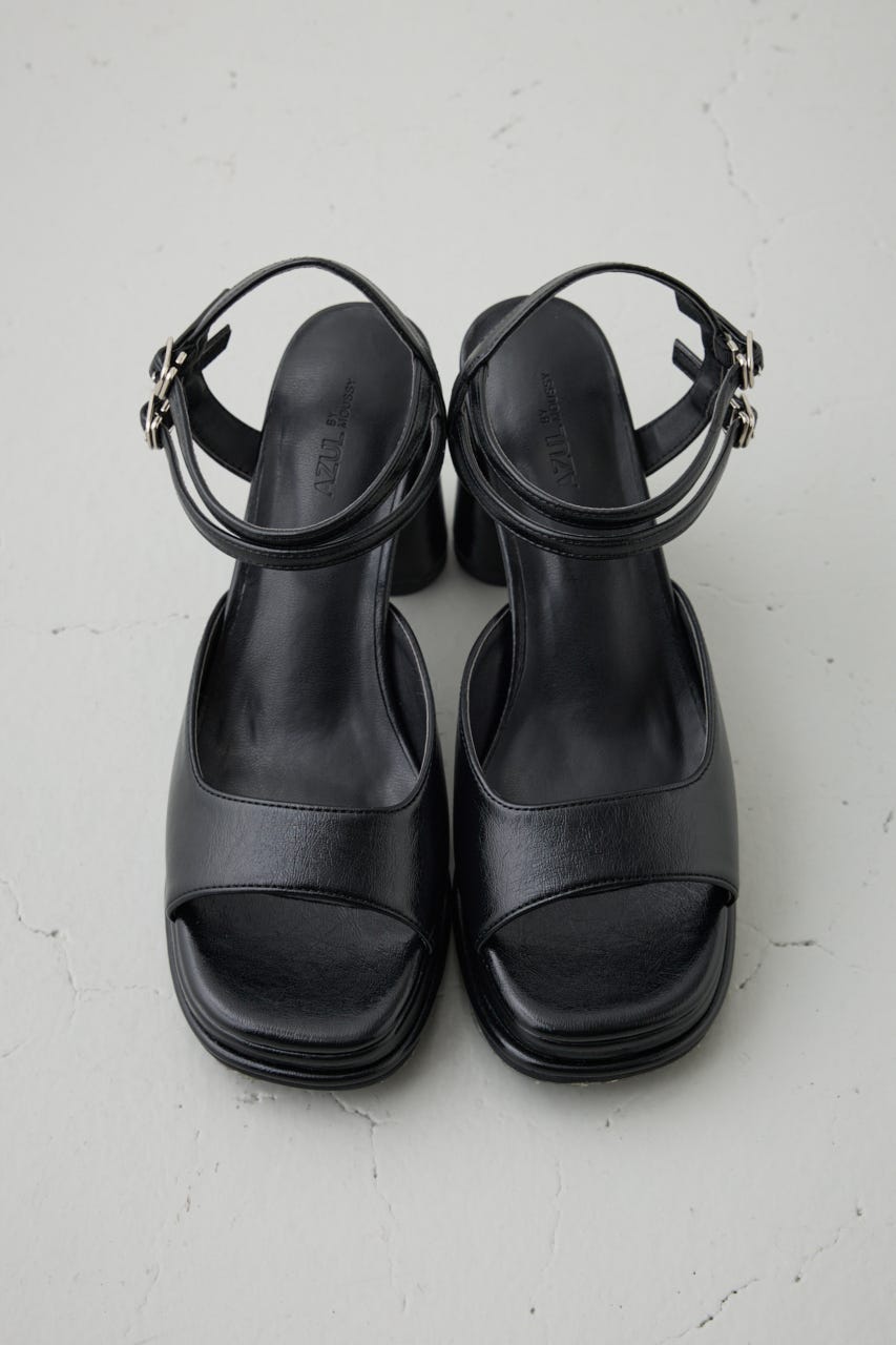 スクエアカットプラットフォームサンダル BLK S