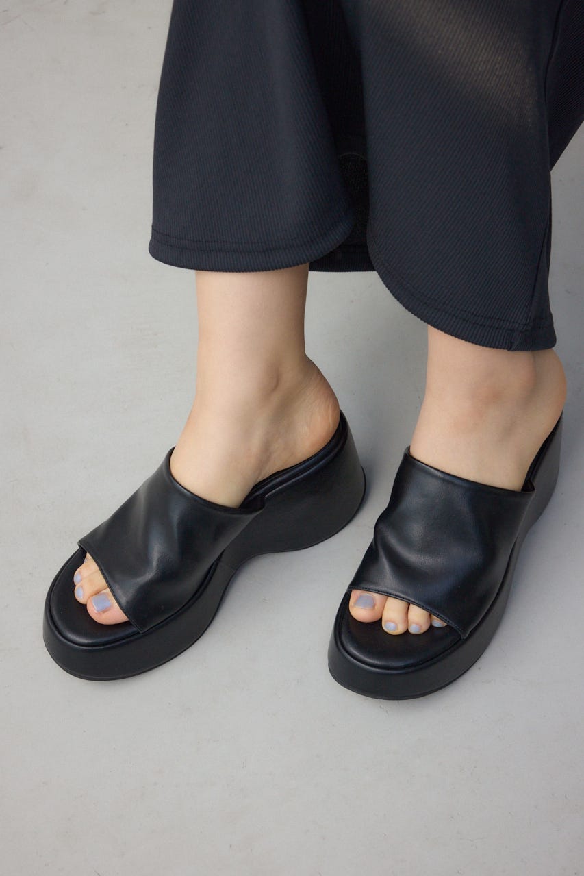 プラットフォームミュールサンダル BLK S