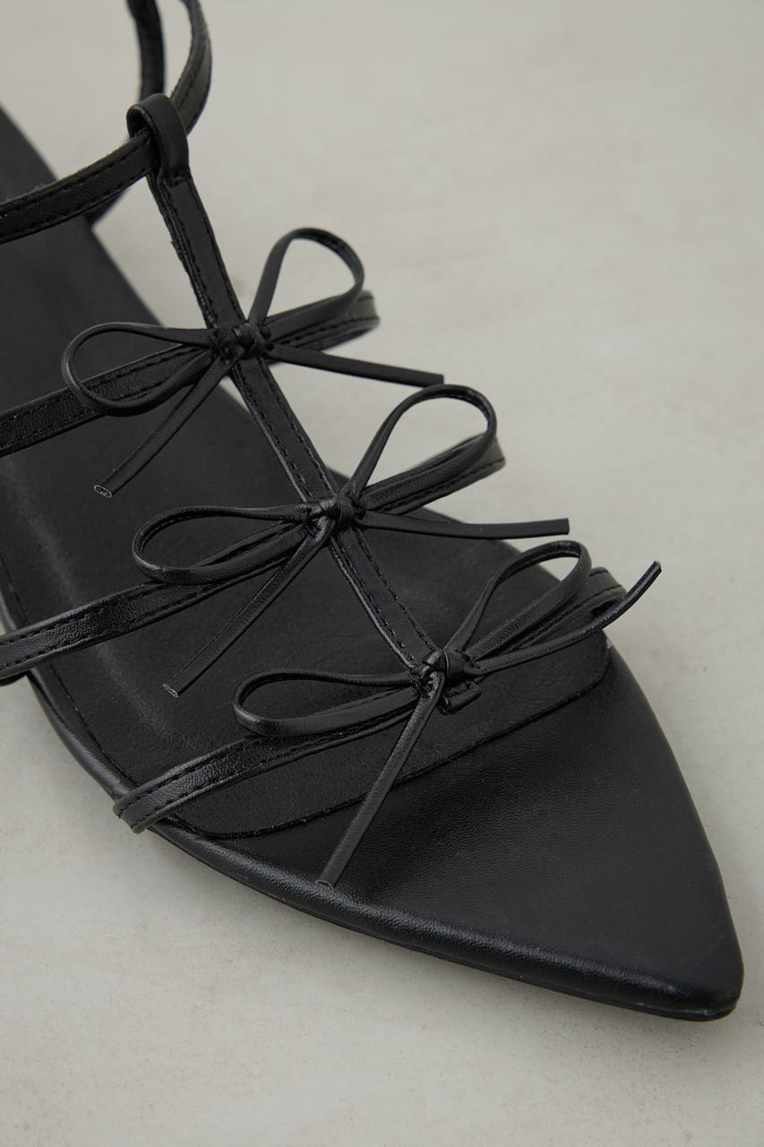 リボンポインテッドサンダル BLK M