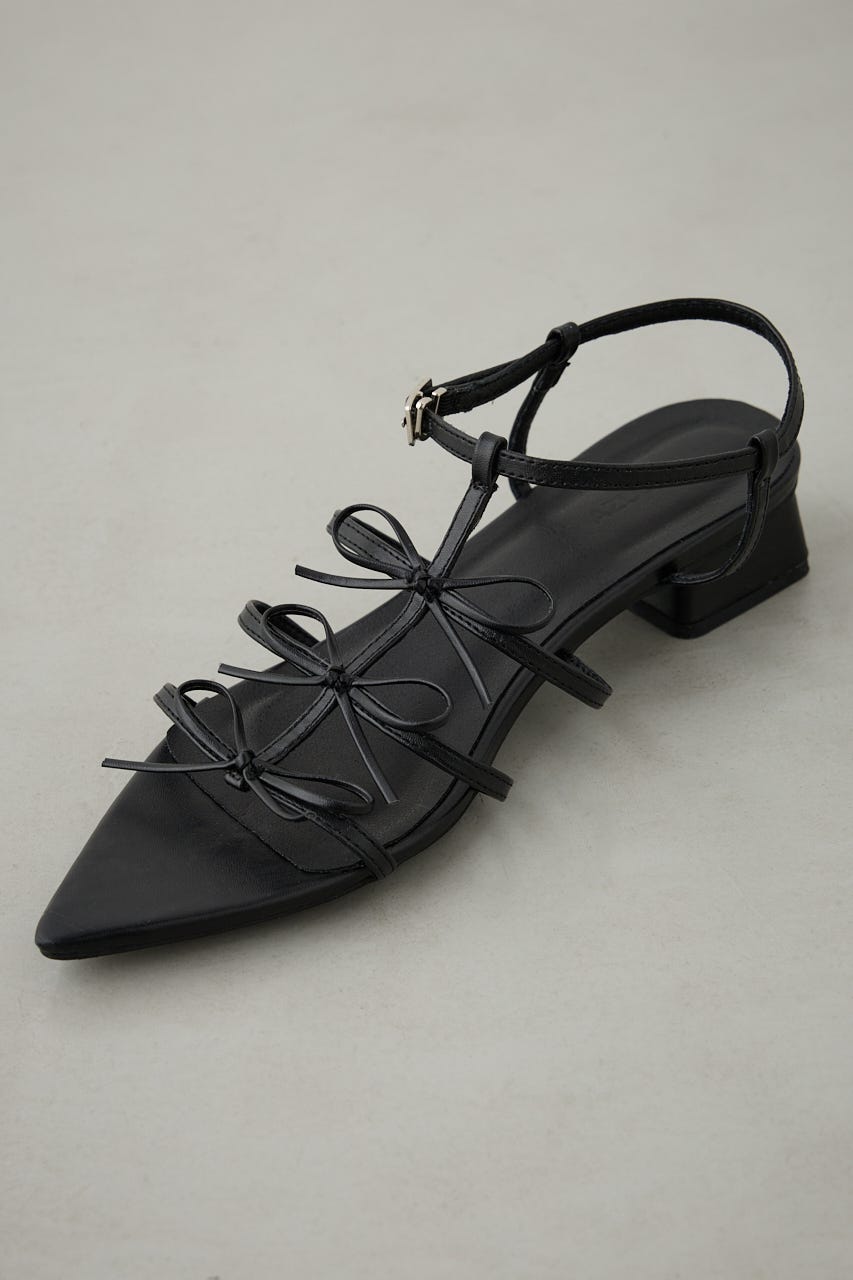 リボンポインテッドサンダル BLK M