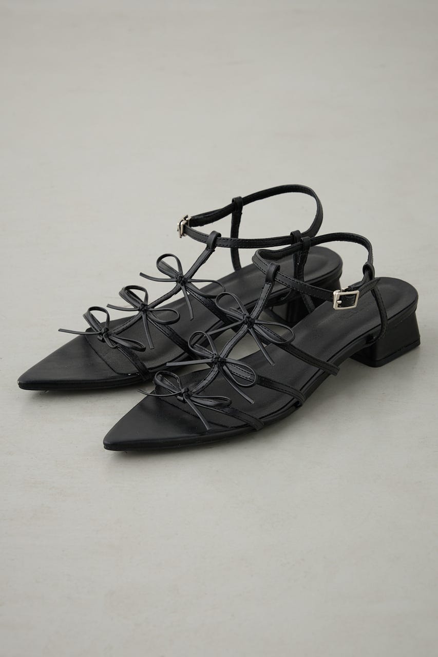 リボンポインテッドサンダル BLK M