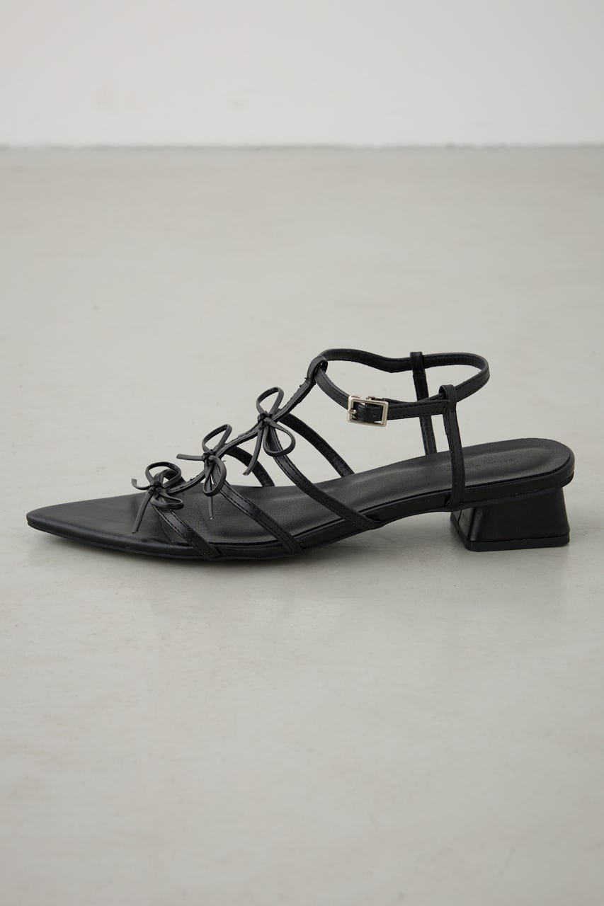 リボンポインテッドサンダル BLK M