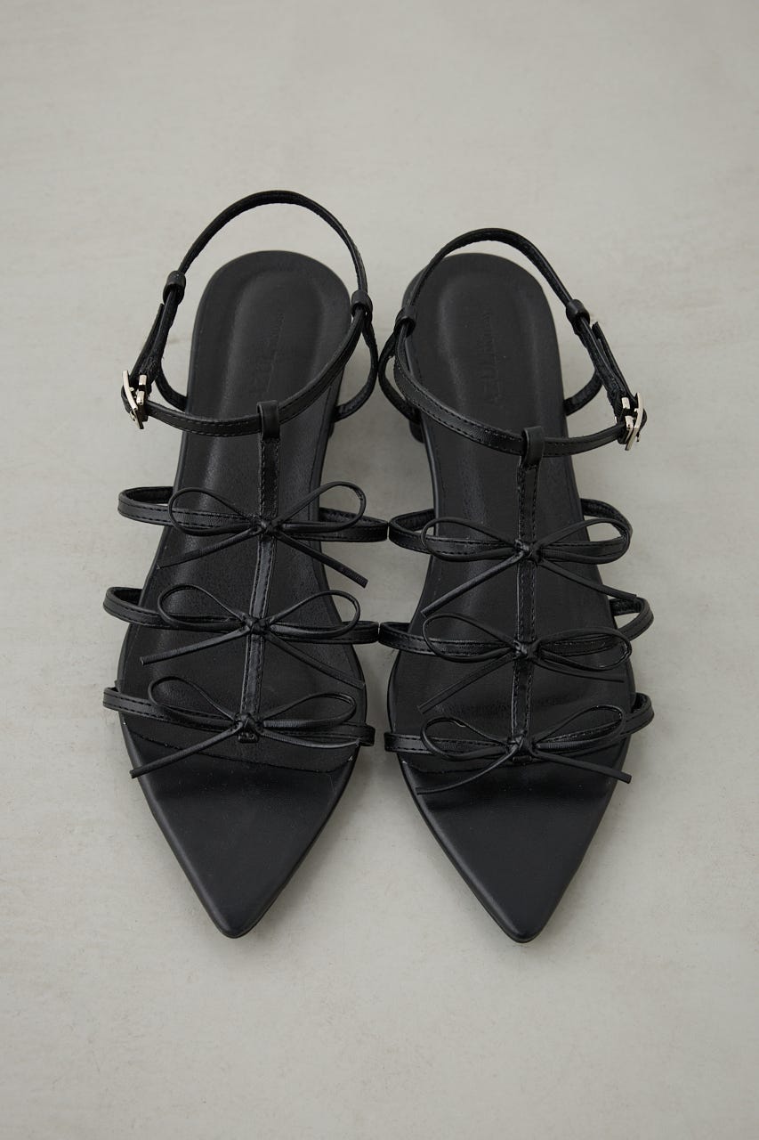 リボンポインテッドサンダル BLK M