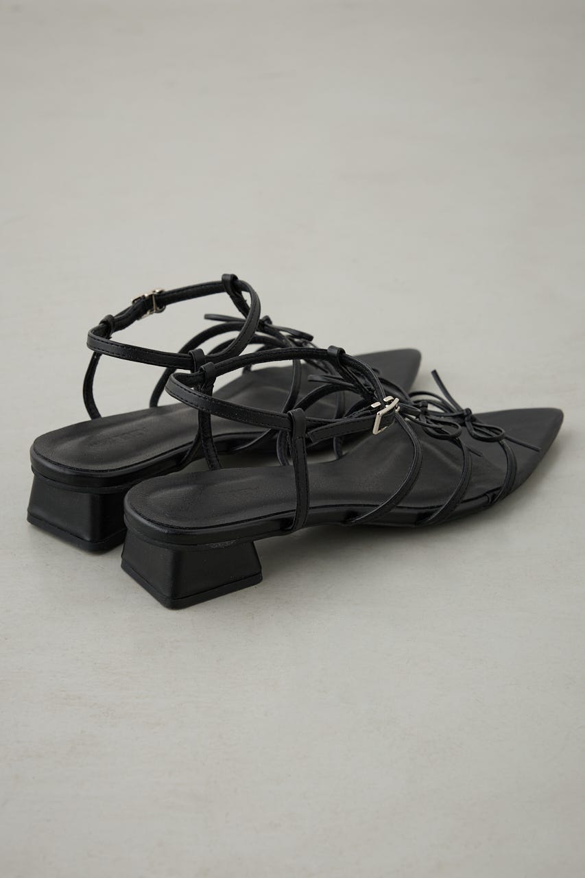 リボンポインテッドサンダル BLK M