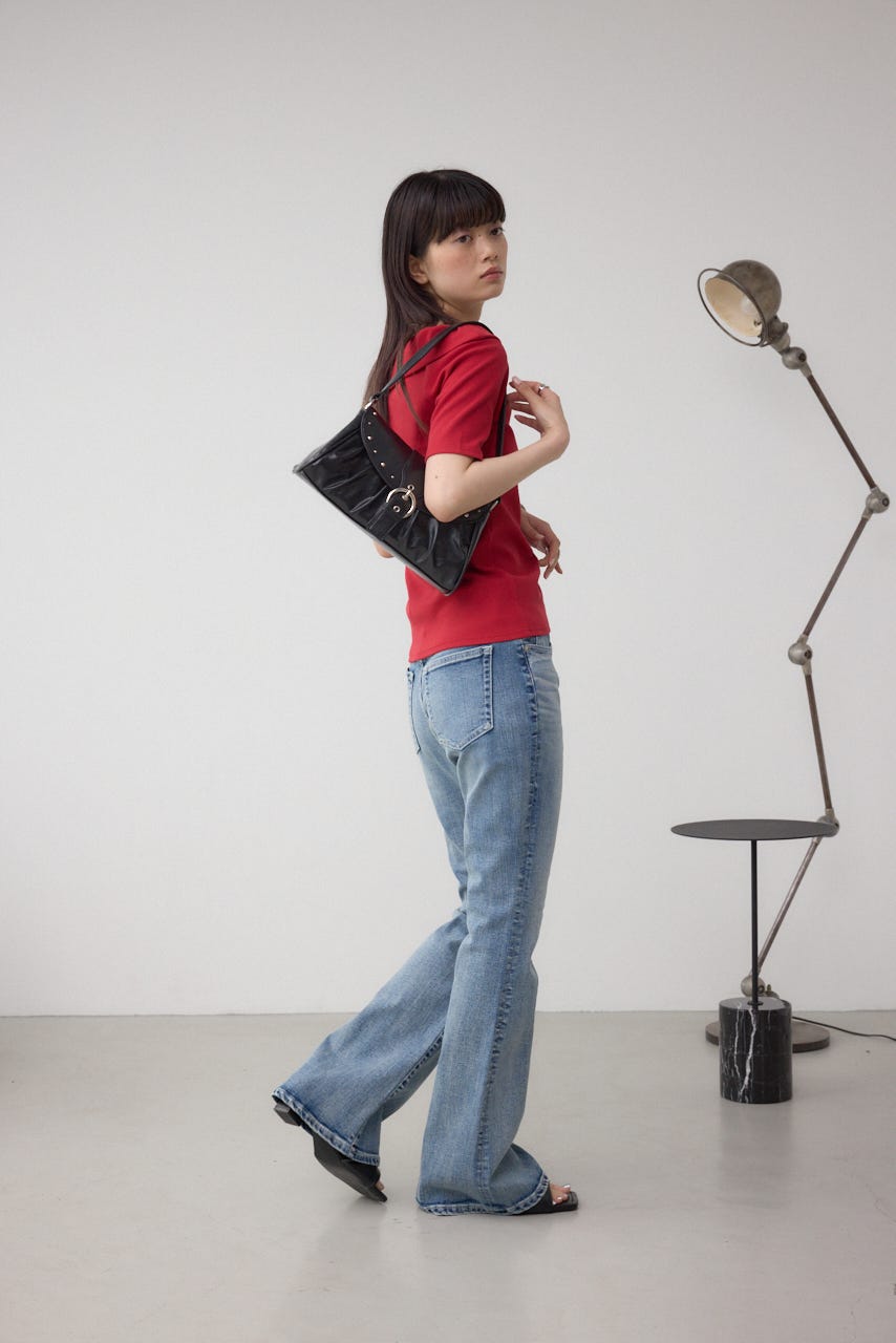 スタッズフラップギャザーバッグ BLK FREE