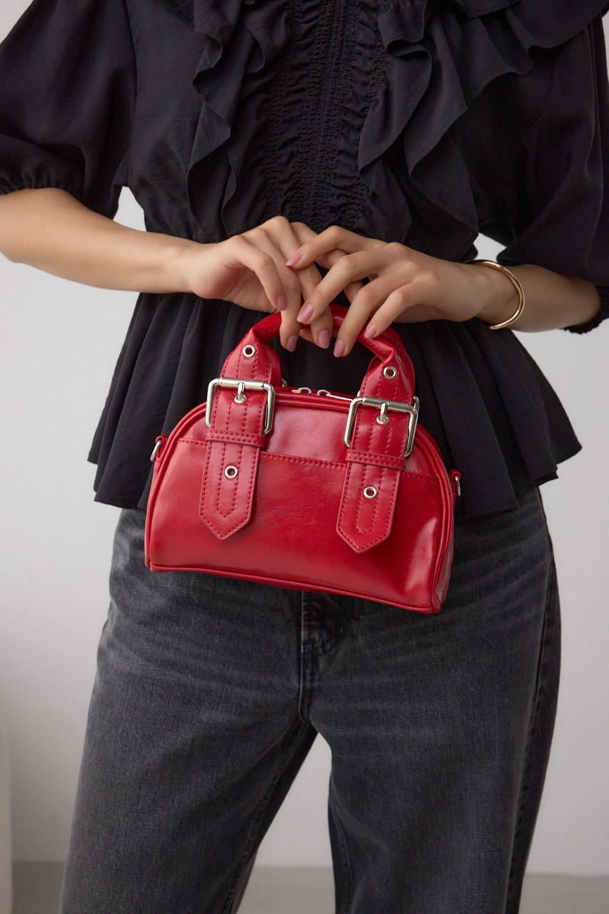 バックルベルトハンドルバッグ RED FREE