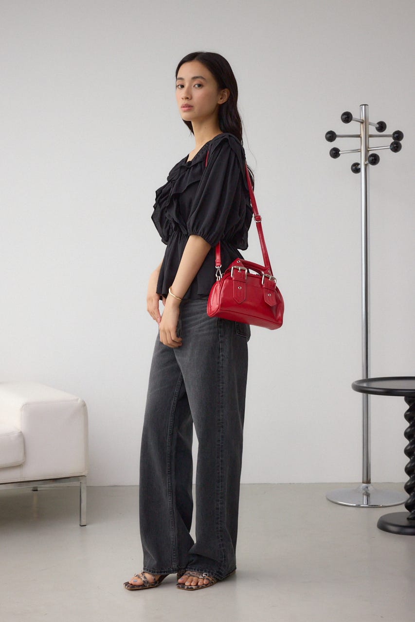 バックルベルトハンドルバッグ RED FREE