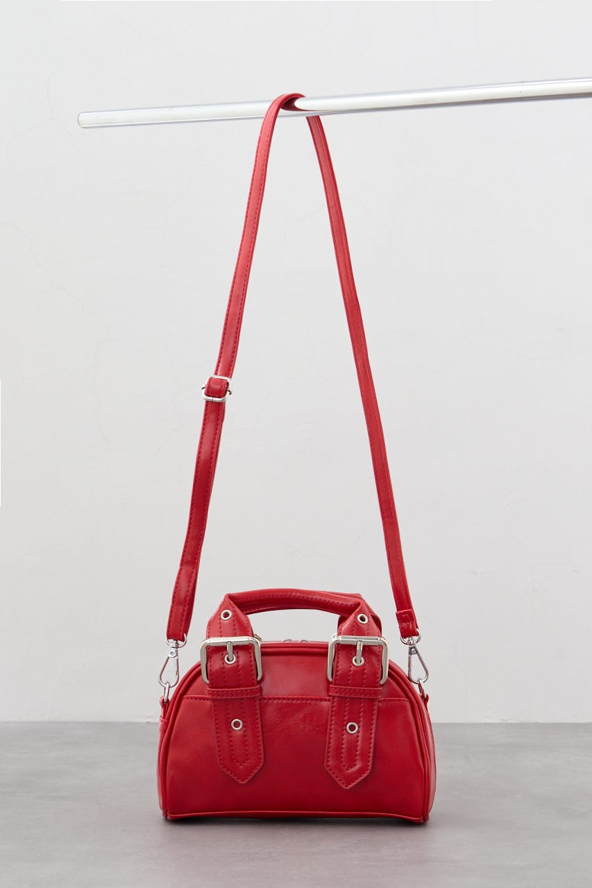 バックルベルトハンドルバッグ RED FREE