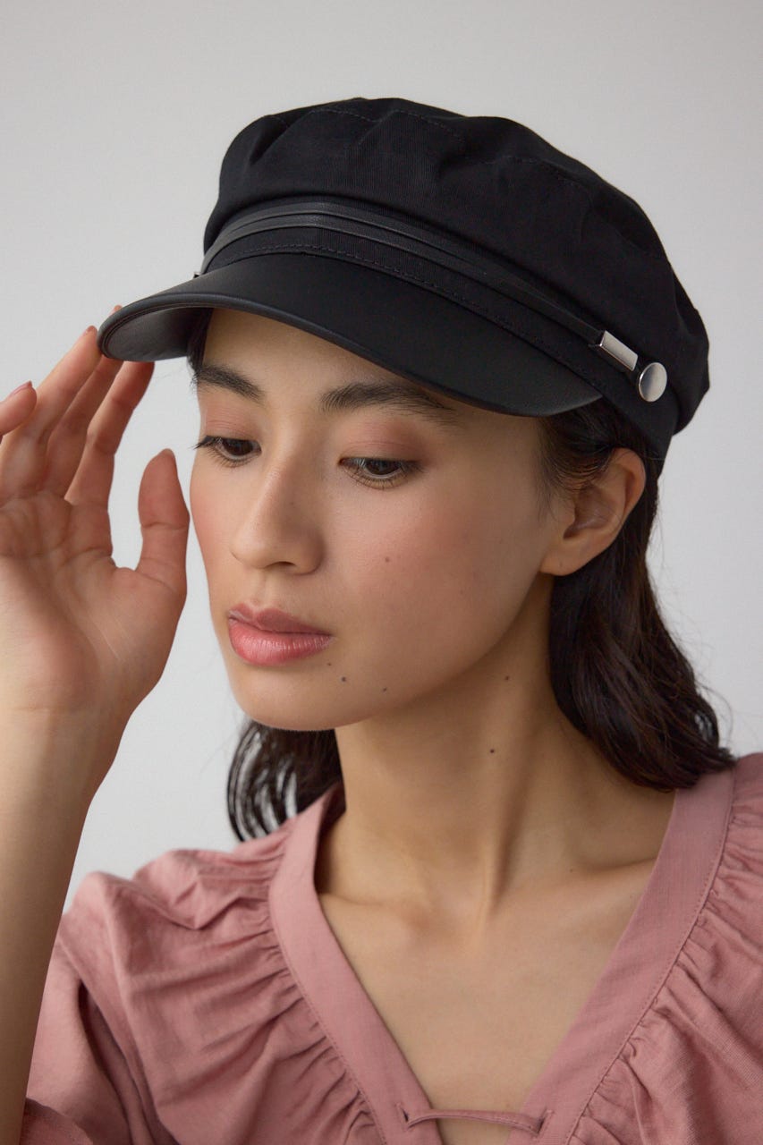 フェイクレザーナローロープツイルキャスケット BLK FREE