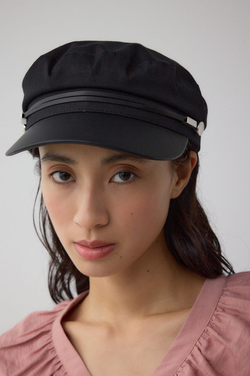 フェイクレザーナローロープツイルキャスケット BLK FREE