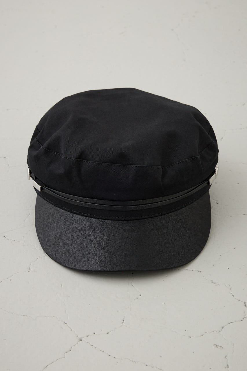 フェイクレザーナローロープツイルキャスケット BLK FREE