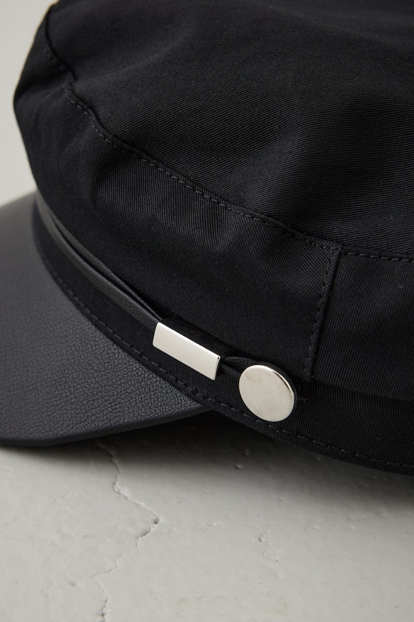 フェイクレザーナローロープツイルキャスケット BLK FREE