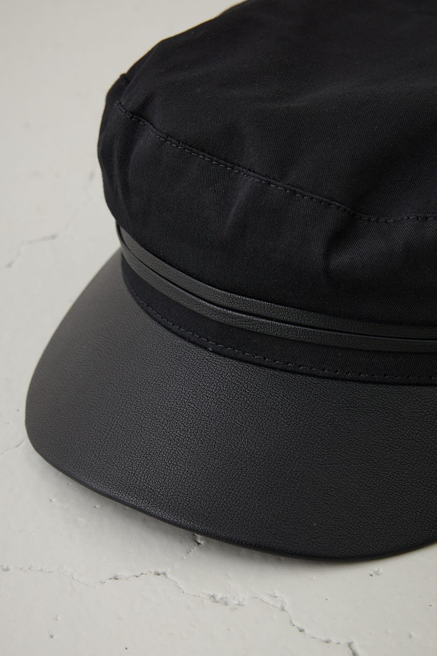 フェイクレザーナローロープツイルキャスケット BLK FREE