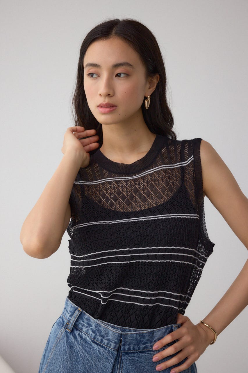 AZUL BY MOUSSY | シアークロシェニットタンクトップ (タンク