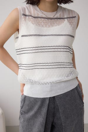 シアークロシェニットタンクトップ