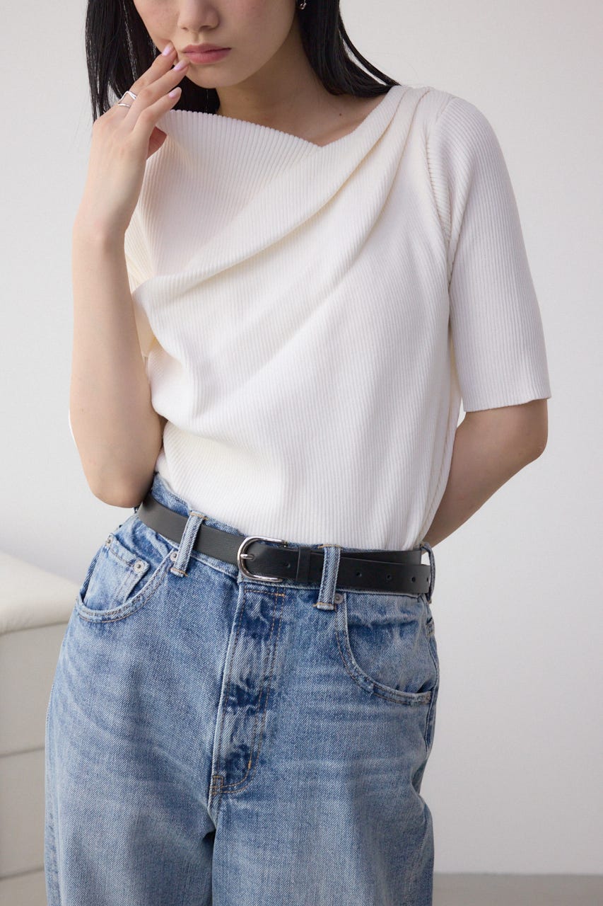AZUL BY MOUSSY | ドレープデザイン5分袖リブニット (ニット