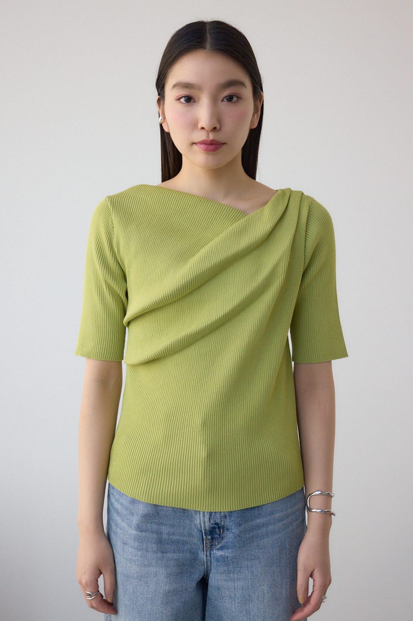AZUL BY MOUSSY | ドレープデザイン5分袖リブニット (ニット