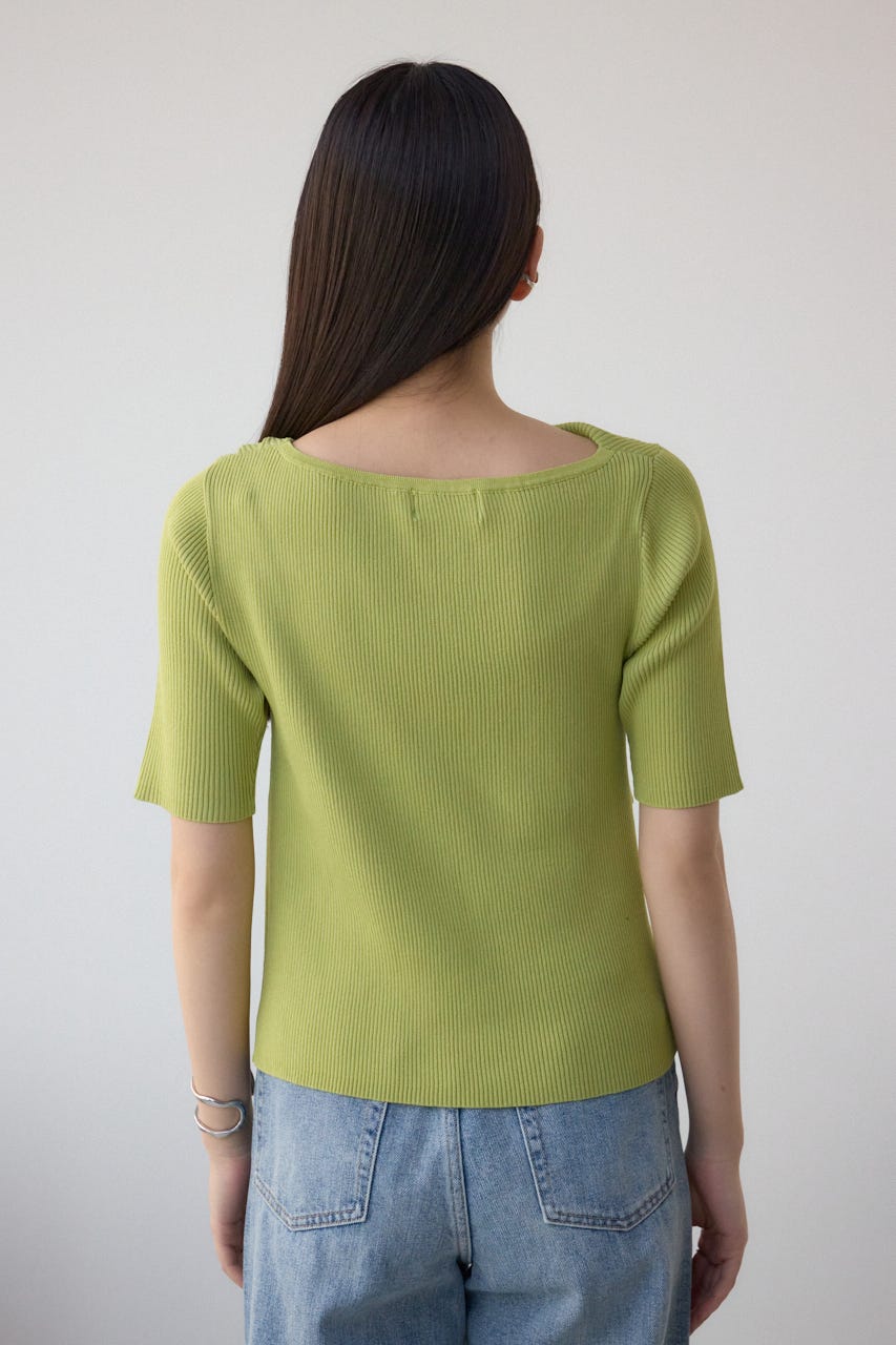 AZUL BY MOUSSY | ドレープデザイン5分袖リブニット (ニット