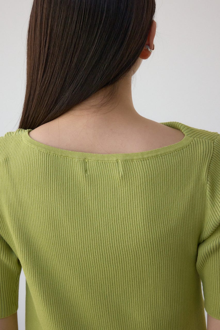 ドレープデザイン5分袖リブニット LIME FREE