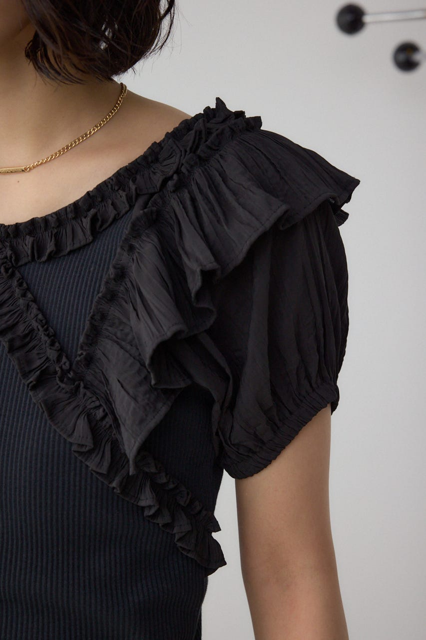 コンビネーション2WAYフリルトップス BLK FREE