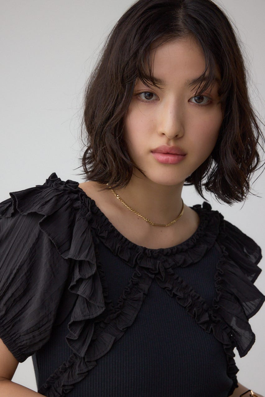 コンビネーション2WAYフリルトップス BLK FREE