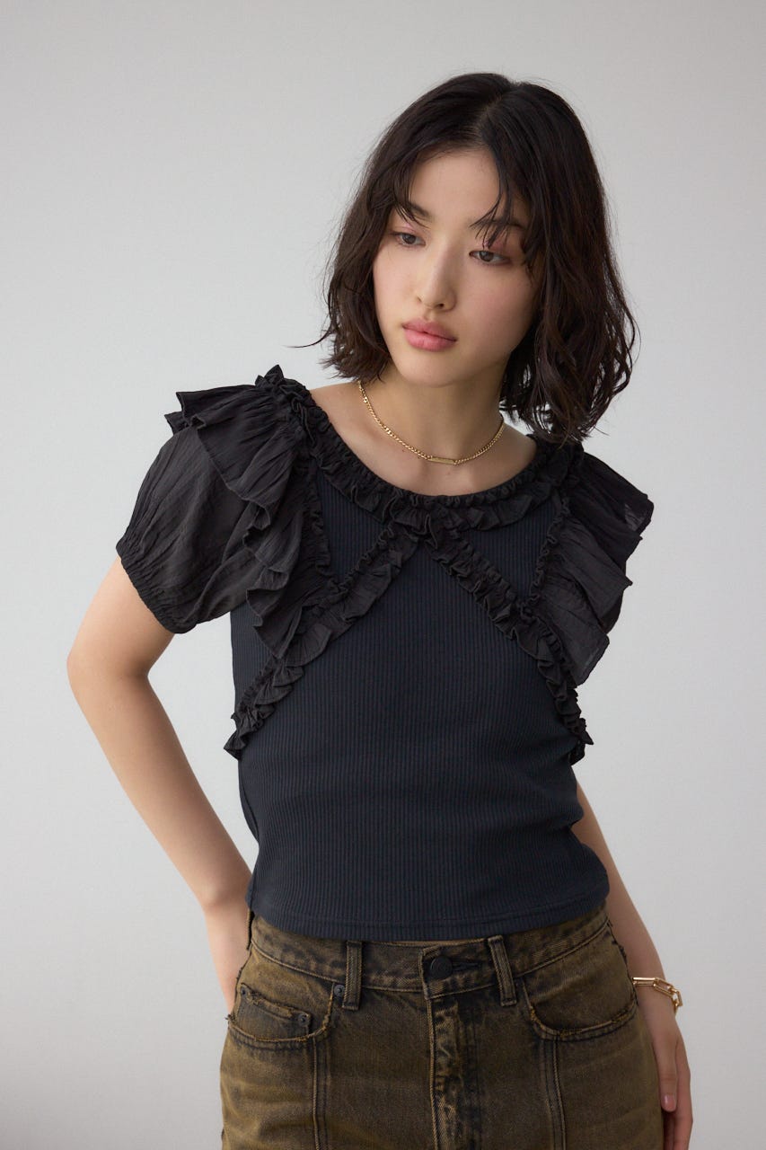 コンビネーション2WAYフリルトップス BLK FREE