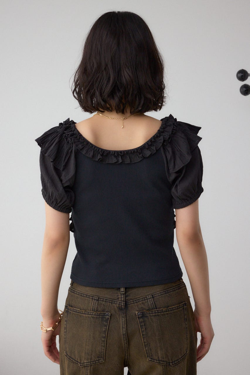 コンビネーション2WAYフリルトップス BLK FREE