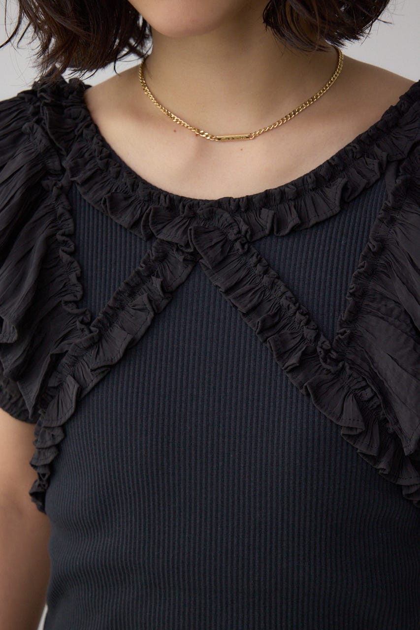 コンビネーション2WAYフリルトップス BLK FREE