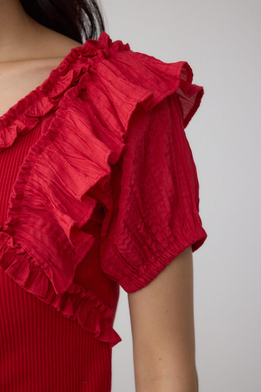 コンビネーション2WAYフリルトップス RED FREE