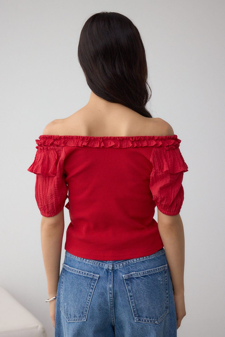 コンビネーション2WAYフリルトップス RED FREE