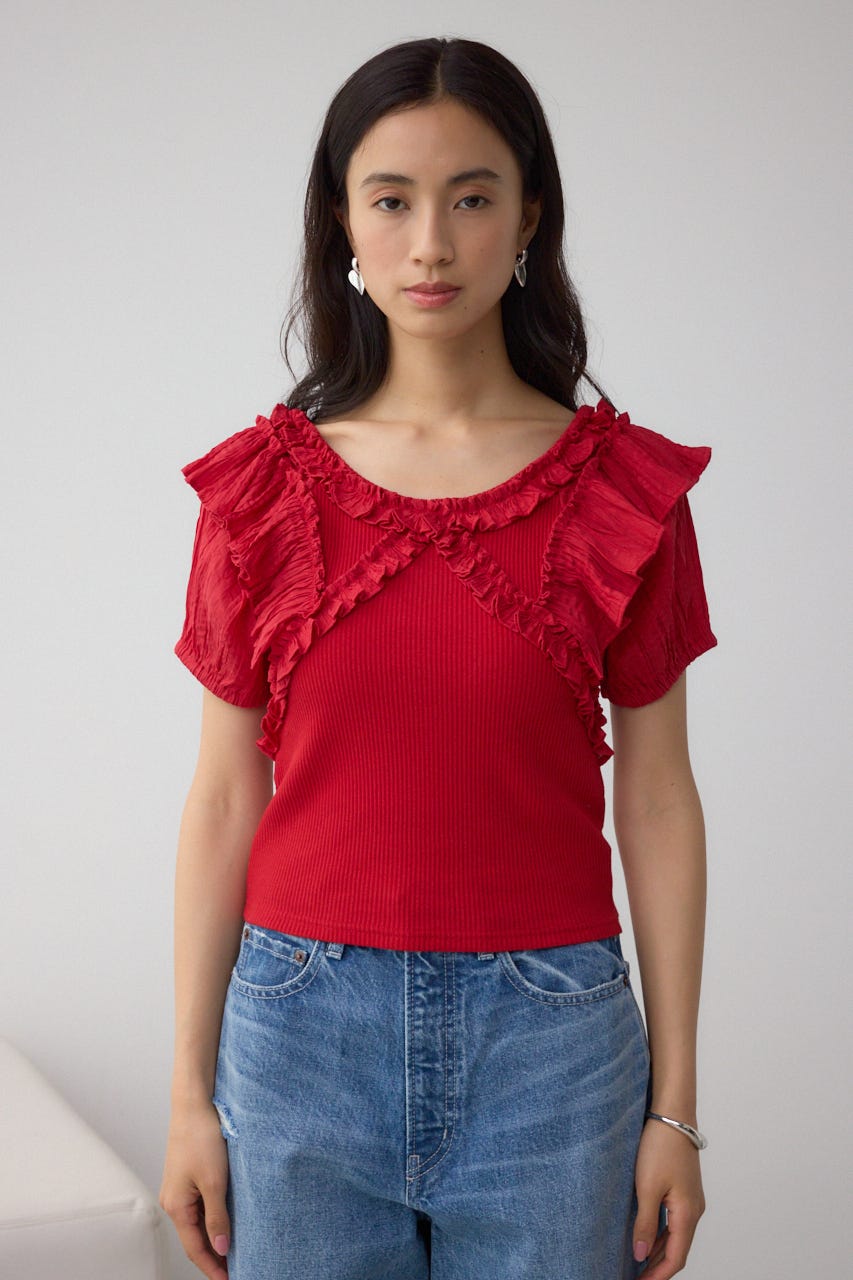 コンビネーション2WAYフリルトップス RED FREE