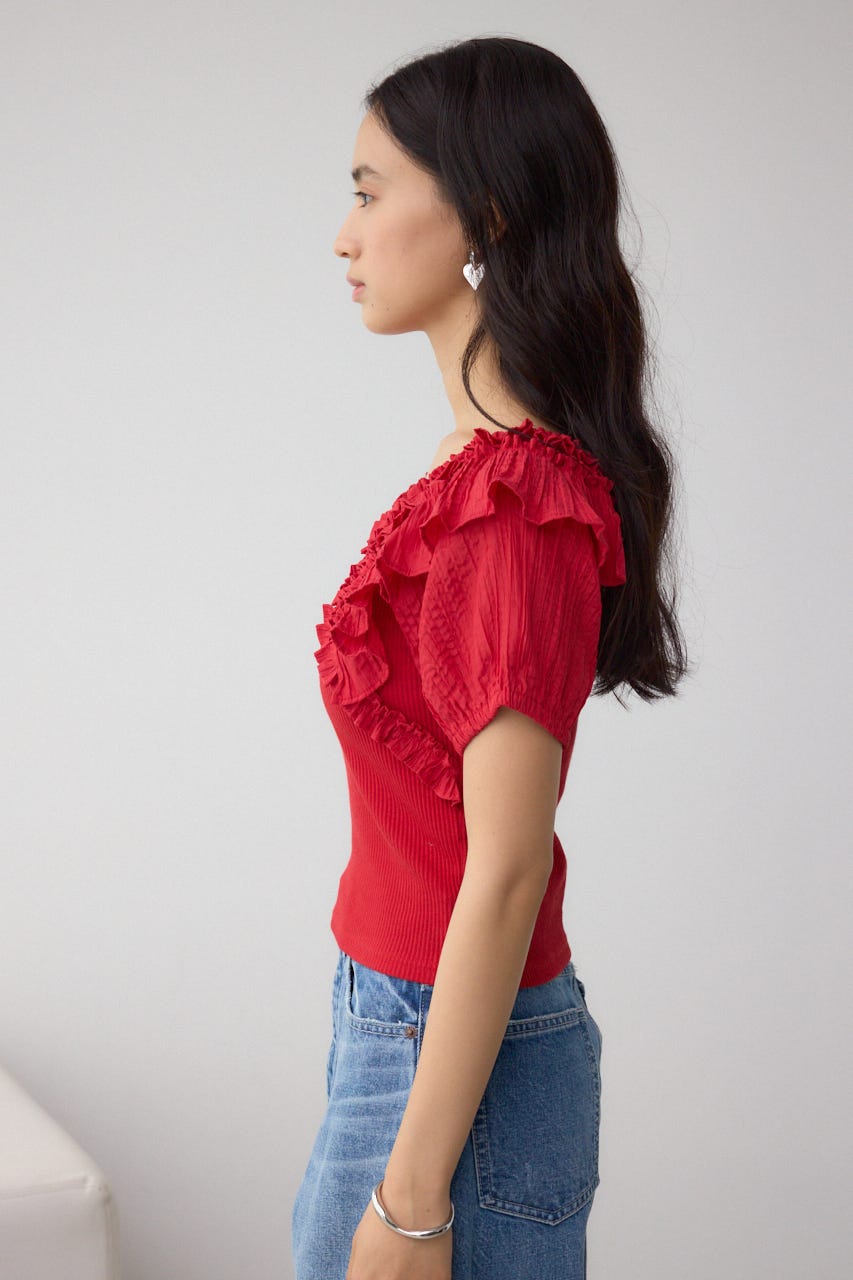 コンビネーション2WAYフリルトップス RED FREE