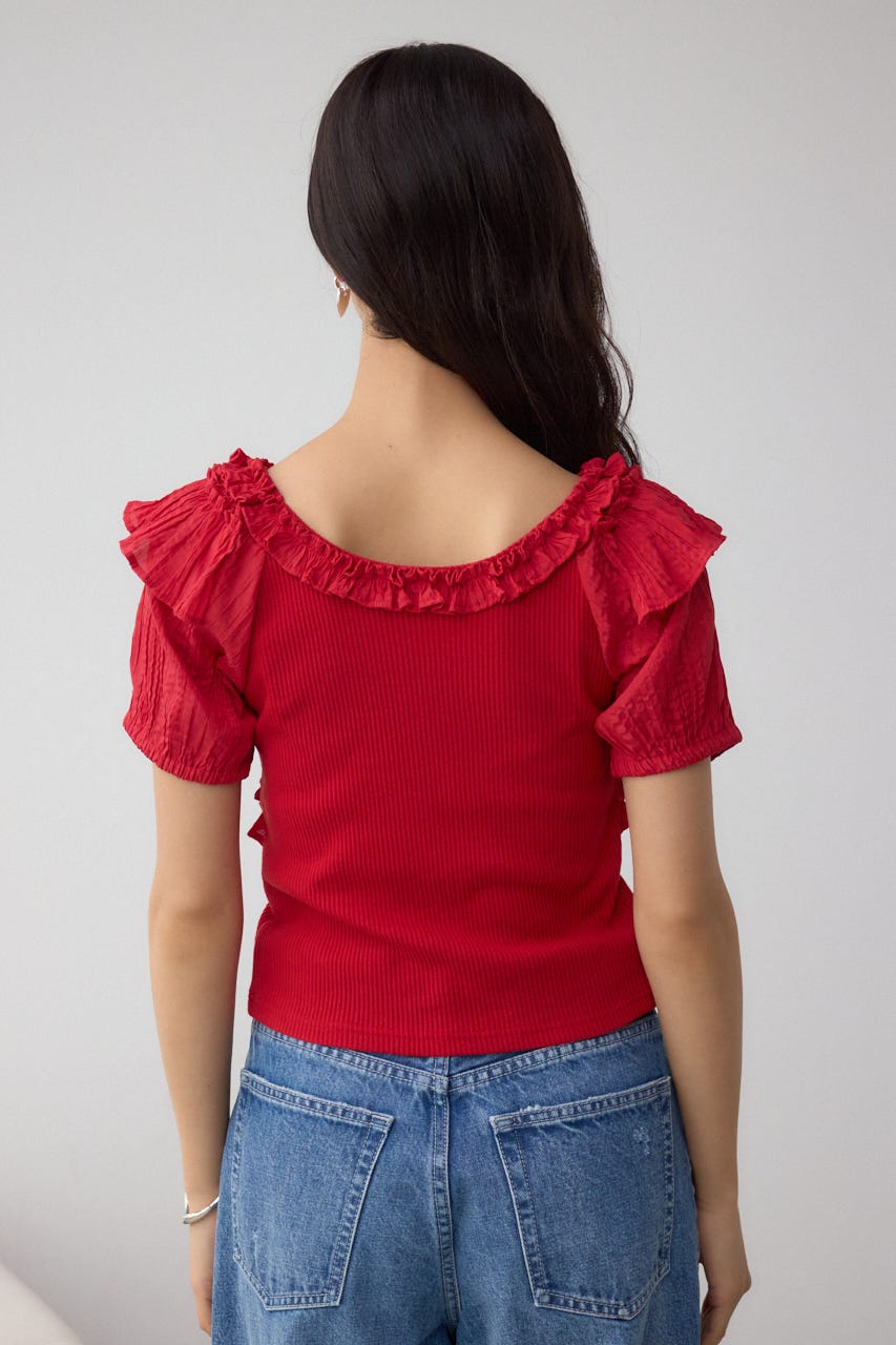 コンビネーション2WAYフリルトップス RED FREE