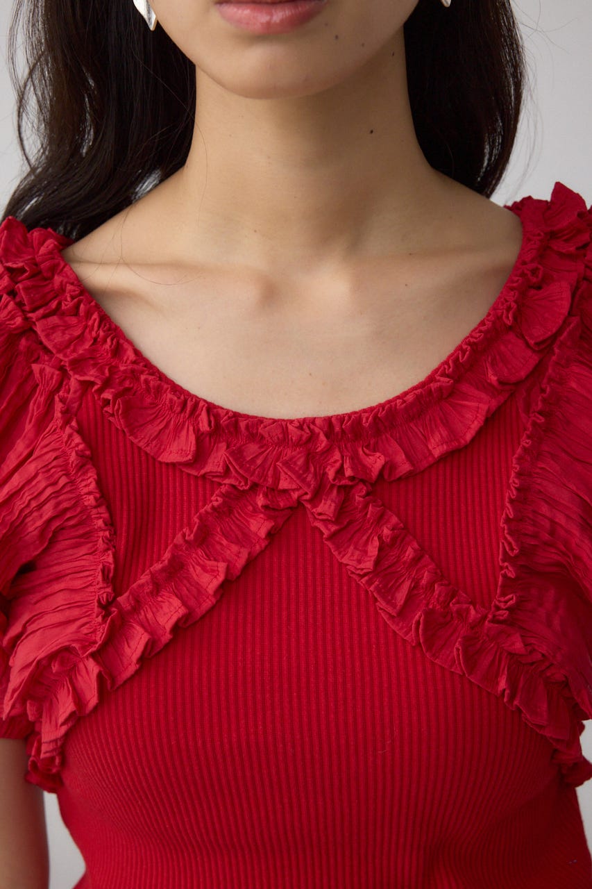 コンビネーション2WAYフリルトップス RED FREE