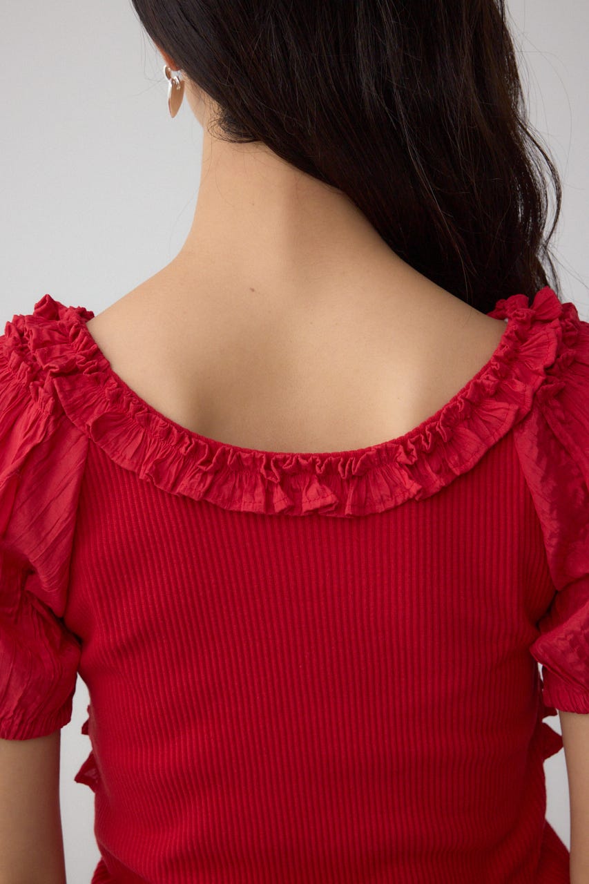 コンビネーション2WAYフリルトップス RED FREE